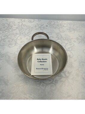 Reed & Barton Baby Beads Collection Pewter Bowl With Handle